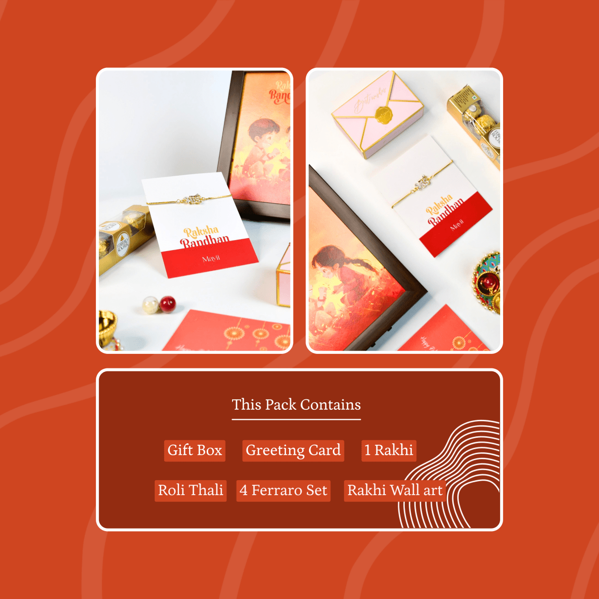 Sowpeace Exquisite BHAI Rakhi Pack of 1 with Roli Chawal and Greeting card combo for Raksha Bandhan and Gifting