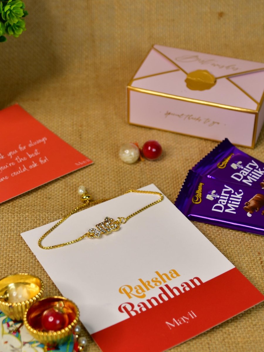 Sowpeace Exquisite BHAI Rakhi Pack of 1 with Roli Chawal Thali, Chocolates, and Greeting card combo for Raksha Bandhan and Gifting