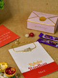 Sowpeace Exquisite BHAI Rakhi Pack of 1 with Roli Chawal Thali, two Chocolates, and Greeting card combo for Raksha Bandhan and Gifting - Rakhi - Sowpeace - Default Title - RAK - BHAI - HND - P2 - Sowpeace