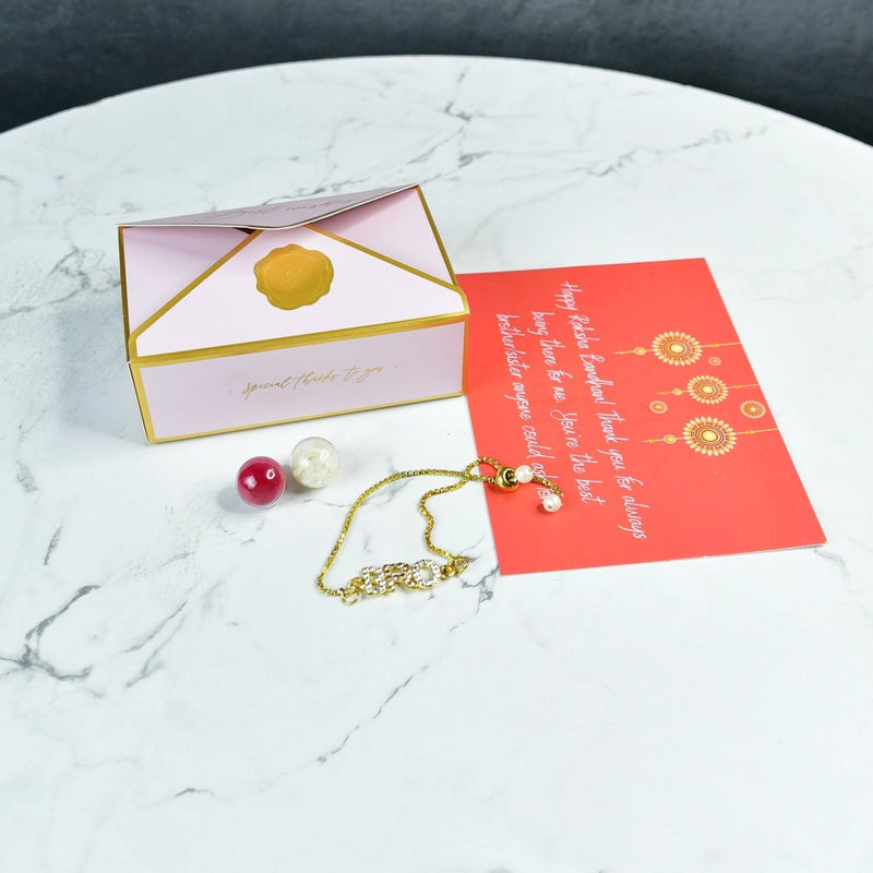 Sowpeace Exquisite BRO Rakhi Pack of 1 with Roli Chawal and Greeting card combo for Raksha Bandhan and Gifting – view 1