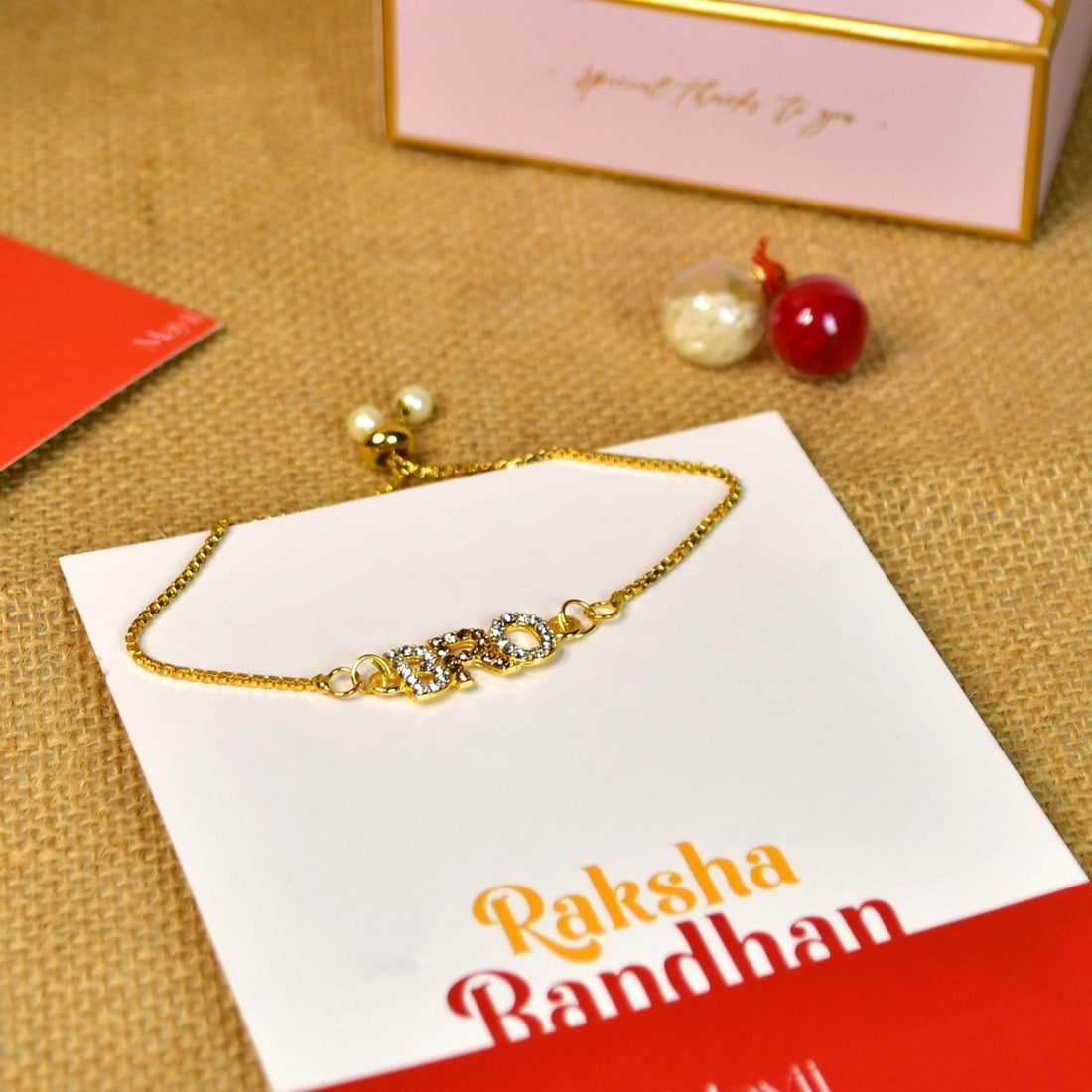 Sowpeace Exquisite BRO Rakhi Pack of 1 with Roli Chawal and Greeting card combo for Raksha Bandhan and Gifting - Sowpeace - 