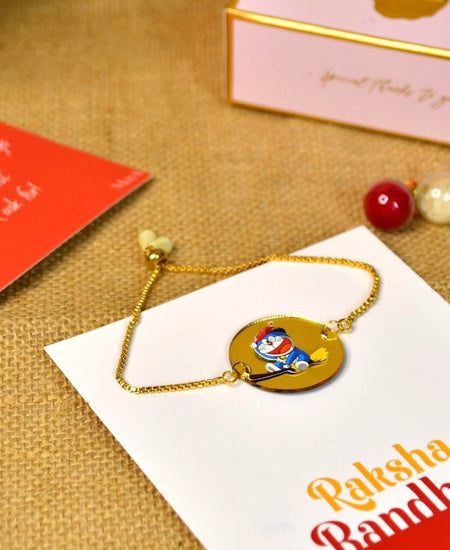 Sowpeace Exquisite Doraemon Rakhi Pack of 1 with Roli Chawal and Greeting card combo for Raksha Bandhan and Gifting
