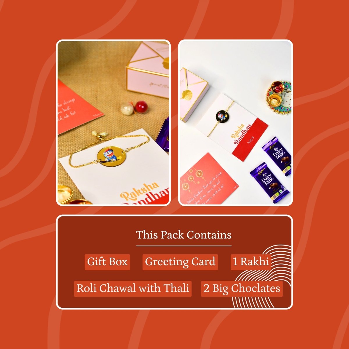 Sowpeace Exquisite Doraemon Rakhi Pack of 1 with Roli Chawal and Greeting card combo for Raksha Bandhan and Gifting - Sowpeace - 