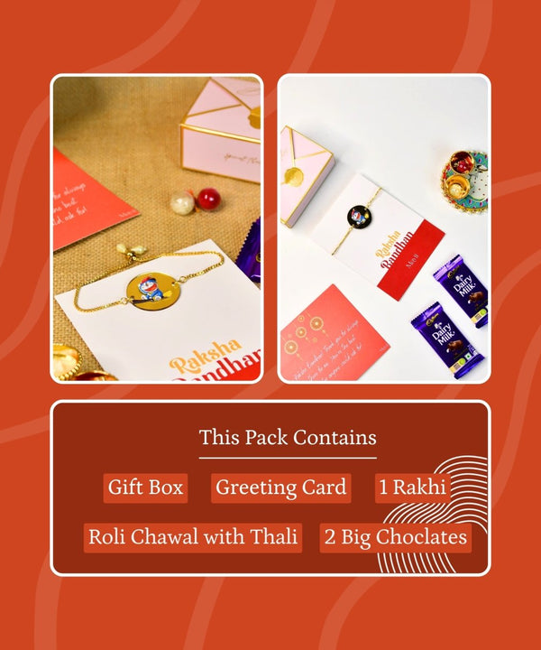 Sowpeace Exquisite Doraemon Rakhi Pack of 1 with Roli Chawal and Greeting card combo for Raksha Bandhan and Gifting — image 9