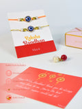 Sowpeace Exquisite Evil Eye Rakhi Pack of 1 with Roli Chawal and Greeting card combo for Raksha Bandhan and Gifting - Rakhi - Sowpeace - Sowpeace Exquisite Evil Eye Rakhi Pack of 1 with Roli Chawal and Greeting card combo for Raksha Bandhan and Gifting - RAK - EVI - HND - P1 - Sowpeace