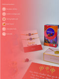 Sowpeace Exquisite Evil Eye Rakhi Pack of 1 with Roli Chawal Thali, Chocolates, Poloroids and Greeting card combo for Raksha Bandhan and Gifting - Rakhi - Sowpeace - Sowpeace Exquisite Evil Eye Rakhi Pack of 1 with Roli Chawal Thali, Chocolates, Poloroids and Greeting card combo for Raksha Bandhan and Gifting - RAK - EVI - HND - P5 - Sowpeace