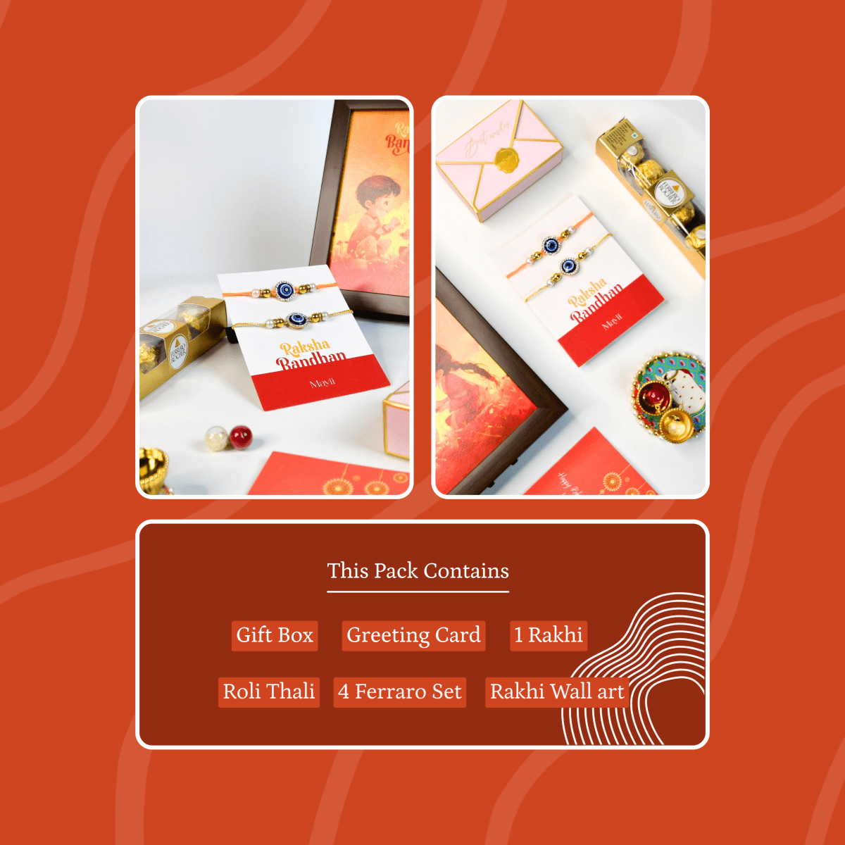 Sowpeace Exquisite Evil Eye Rakhi Pack of 2 with Roli Chawal and Greeting card combo for Raksha Bandhan and Gifting