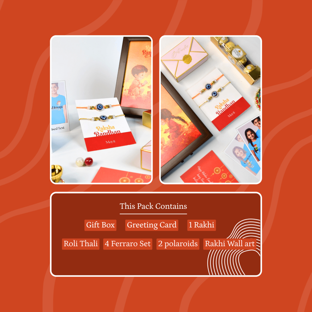 Sowpeace Exquisite Evil Eye Rakhi Pack of 2 with Roli Chawal and Greeting card combo for Raksha Bandhan and Gifting