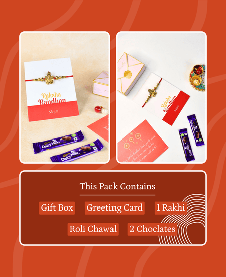 Sowpeace Exquisite Golden Ganesha Rakhi Pack of 1 with Roli Chawal and Greeting card combo for Raksha Bandhan and Gifting