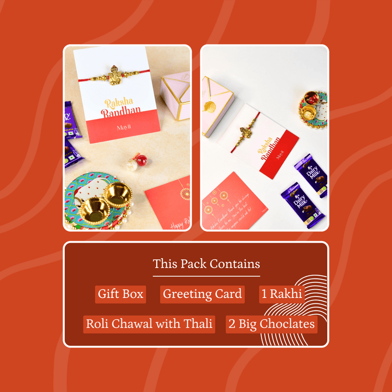 Sowpeace Exquisite Golden Ganesha Rakhi Pack of 1 with Roli Chawal and Greeting card combo for Raksha Bandhan and Gifting – view 3