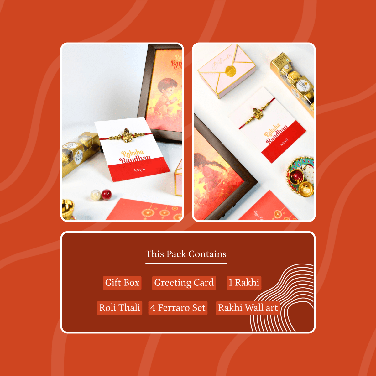 Sowpeace Exquisite Golden Ganesha Rakhi Pack of 1 with Roli Chawal and Greeting card combo for Raksha Bandhan and Gifting
