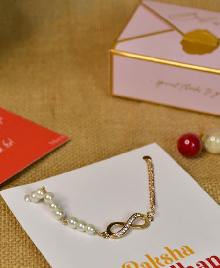 Sowpeace Exquisite Infinite Rakhi Pack of 1 with Roli Chawal and Greeting card combo for Raksha Bandhan and Gifting