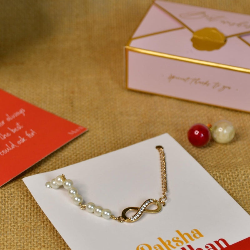 Sowpeace Exquisite Infinite Rakhi Pack of 1 with Roli Chawal and Greeting card combo for Raksha Bandhan and Gifting – view 2