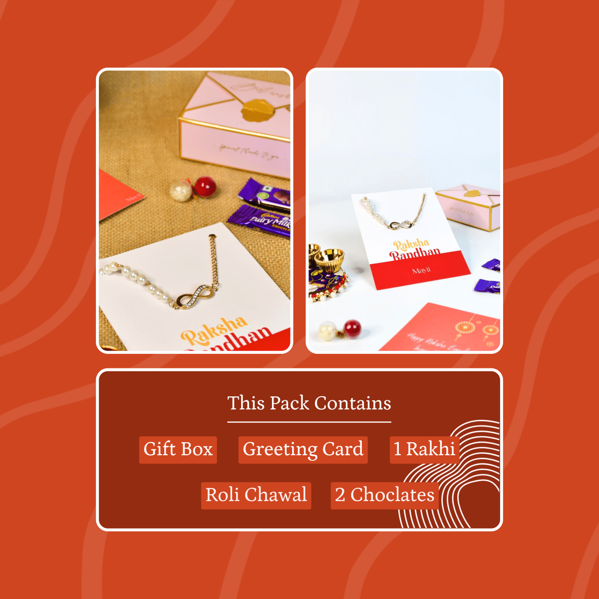 Sowpeace Exquisite Infinite Rakhi Pack of 1 with Roli Chawal and Greeting card combo for Raksha Bandhan and Gifting - Sowpeace - 