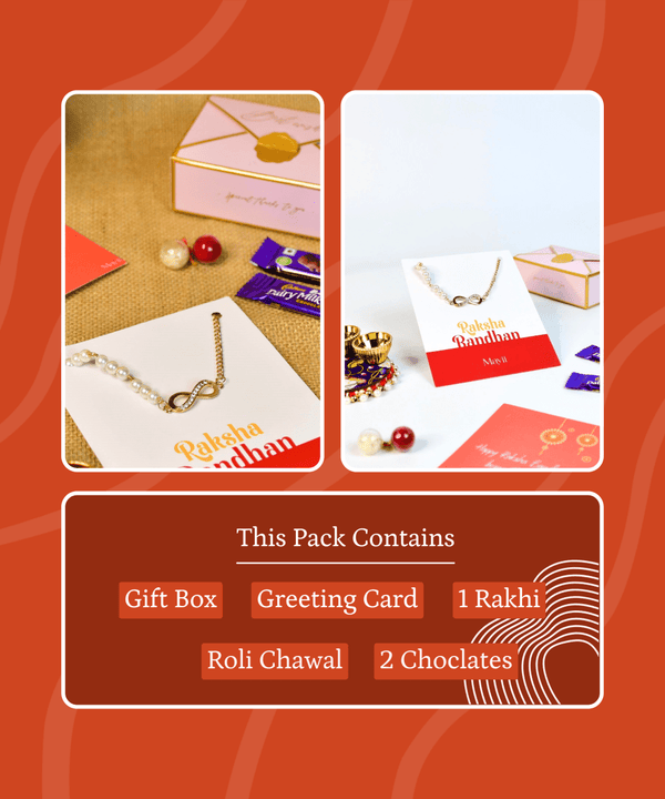 Sowpeace Exquisite Infinite Rakhi Pack of 1 with Roli Chawal and Greeting card combo for Raksha Bandhan and Gifting — image 8