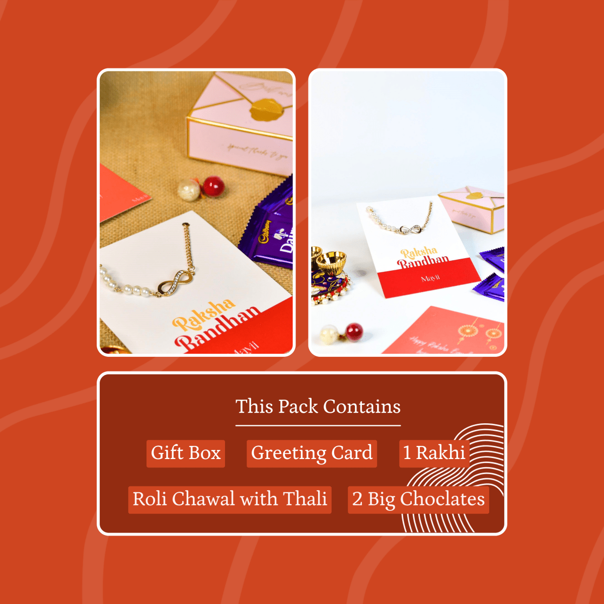 Sowpeace Exquisite Infinite Rakhi Pack of 1 with Roli Chawal and Greeting card combo for Raksha Bandhan and Gifting - Sowpeace - 