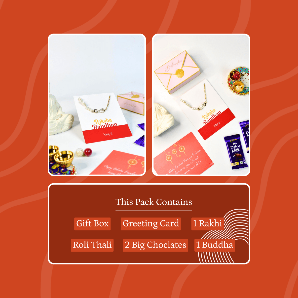 Sowpeace Exquisite Infinite Rakhi Pack of 1 with Roli Chawal and Greeting card combo for Raksha Bandhan and Gifting
