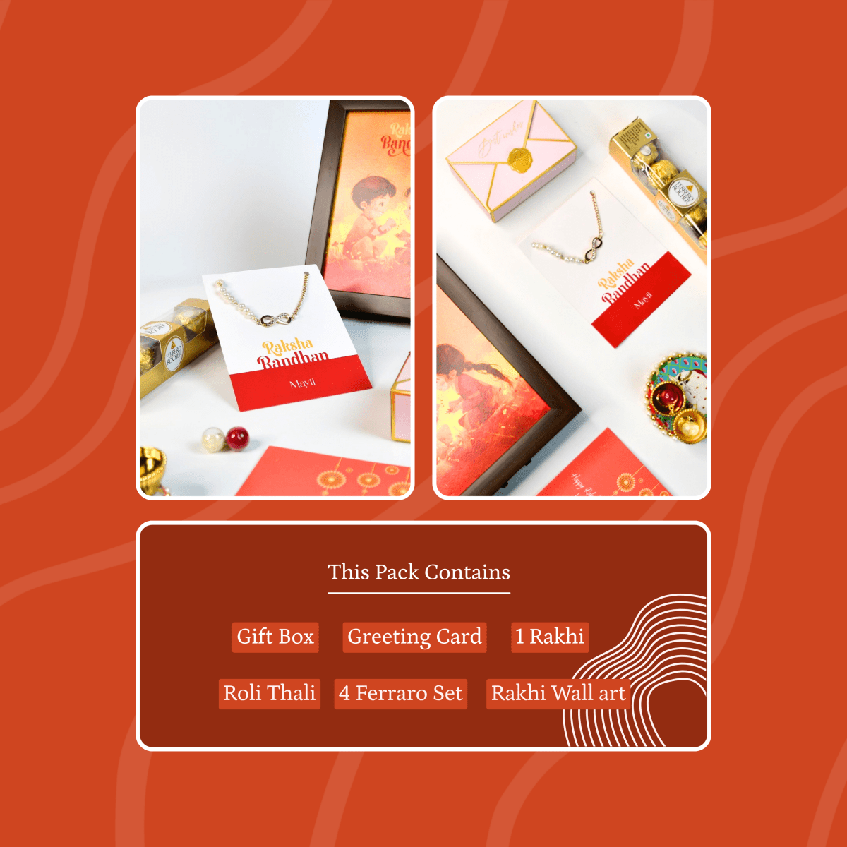 Sowpeace Exquisite Infinite Rakhi Pack of 1 with Roli Chawal and Greeting card combo for Raksha Bandhan and Gifting