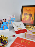 Sowpeace Exquisite Infinite Rakhi Pack of 1 with Roli Chawal Thali, Chocolates, Photo Frame, Poloroids and Greeting card combo for Raksha Bandhan and Gifting - Rakhi - Sowpeace - Default Title - RAK - INF - HND - P7 - Sowpeace