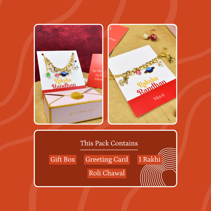 Sowpeace Exquisite Metal Abstract Rakhi Pack of 1 with Roli Chawal and Greeting card combo for Raksha Bandhan and Gifting – view 7