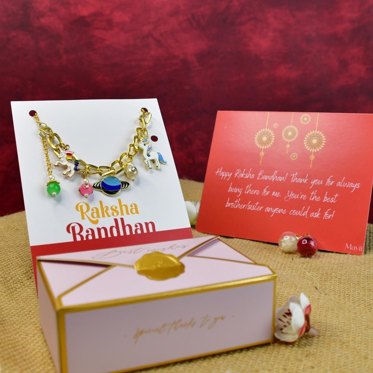 Sowpeace Exquisite Metal Abstract Rakhi Pack of 1 with Roli Chawal and Greeting card combo for Raksha Bandhan and Gifting - Sowpeace - 