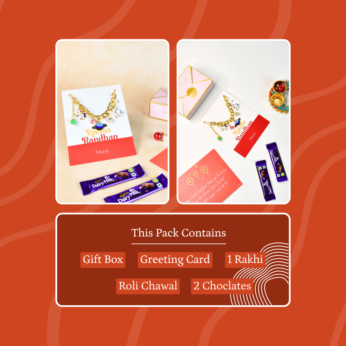 Sowpeace Exquisite Metal Abstract Rakhi Pack of 1 with Roli Chawal and Greeting card combo for Raksha Bandhan and Gifting - Sowpeace - 