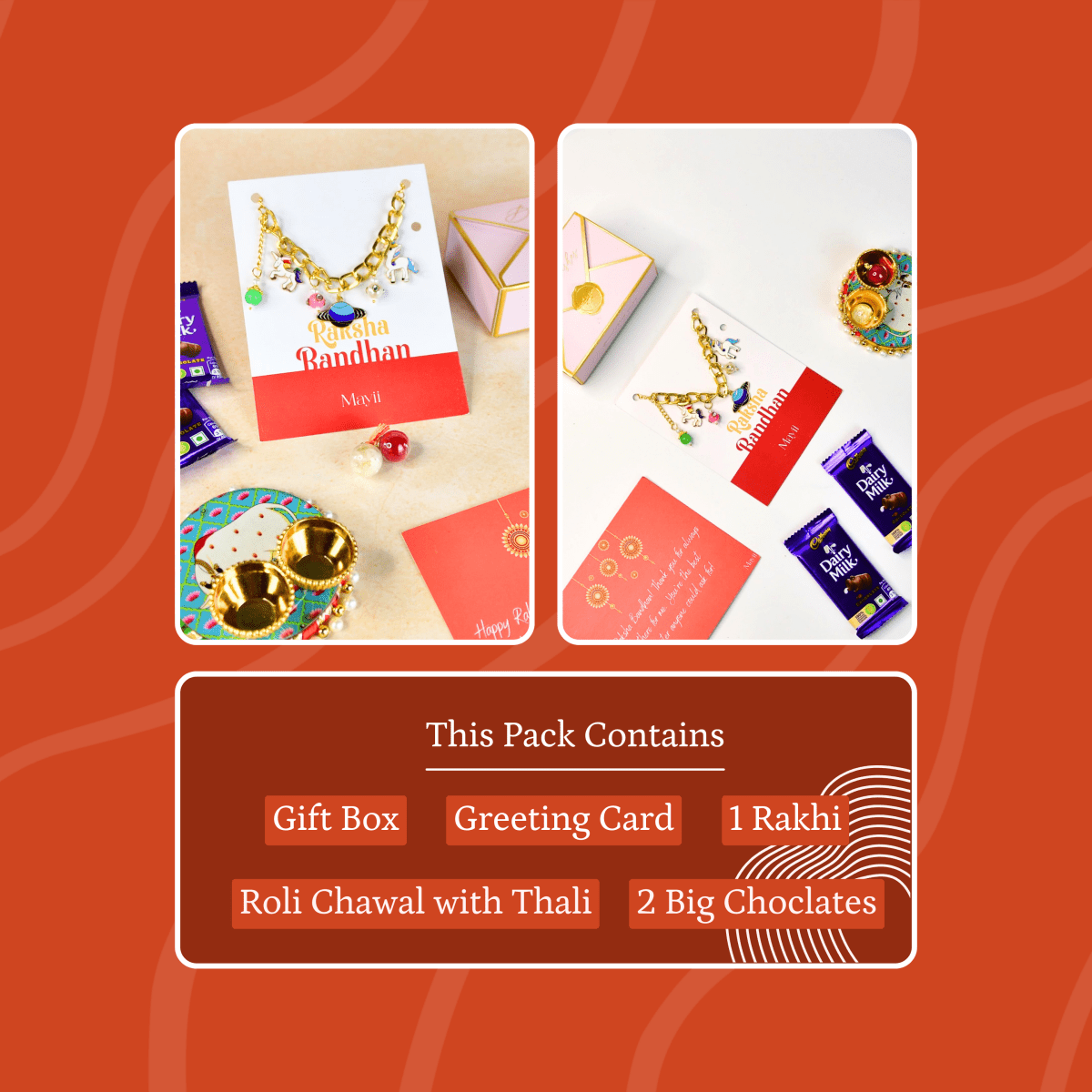 Sowpeace Exquisite Metal Abstract Rakhi Pack of 1 with Roli Chawal and Greeting card combo for Raksha Bandhan and Gifting - Sowpeace - 