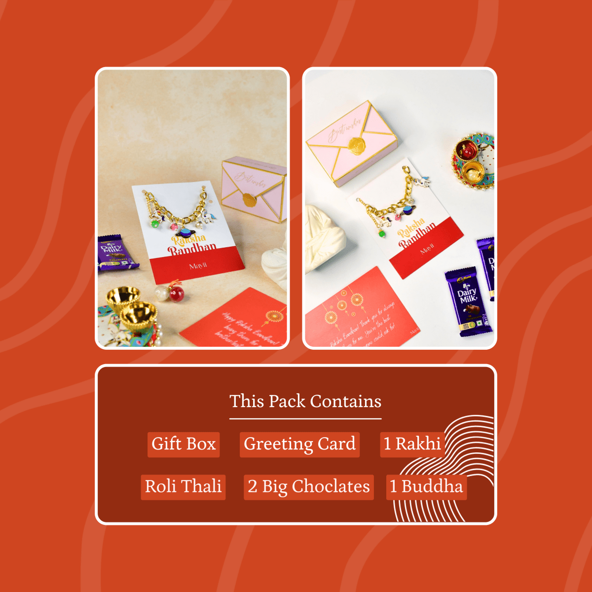 Sowpeace Exquisite Metal Abstract Rakhi Pack of 1 with Roli Chawal and Greeting card combo for Raksha Bandhan and Gifting