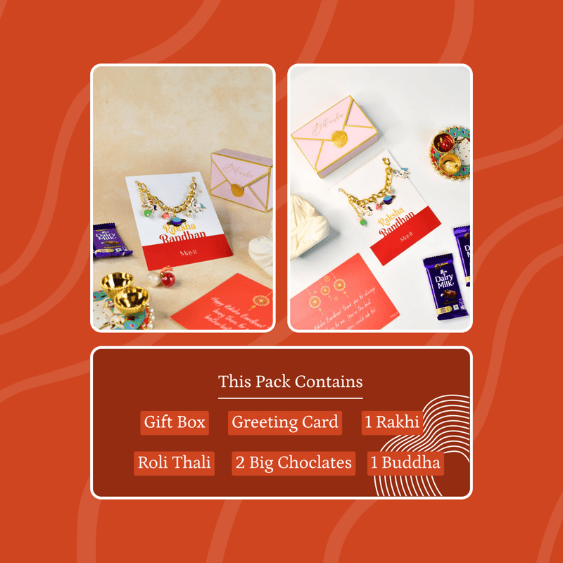 Sowpeace Exquisite Metal Abstract Rakhi Pack of 1 with Roli Chawal and Greeting card combo for Raksha Bandhan and Gifting – view 10