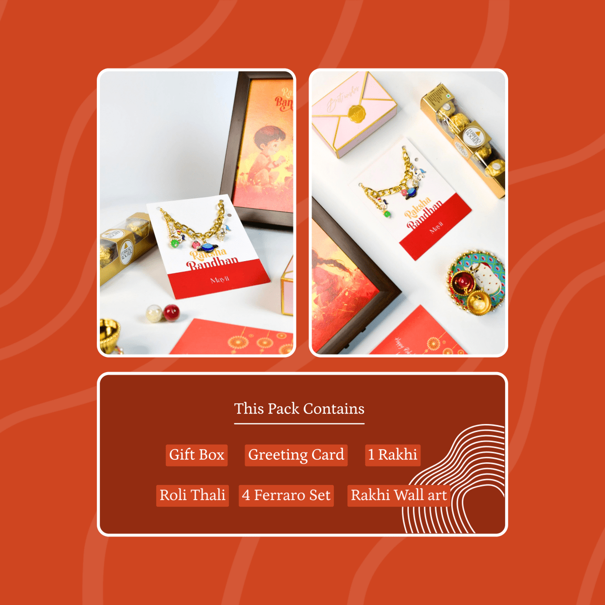 Sowpeace Exquisite Metal Abstract Rakhi Pack of 1 with Roli Chawal and Greeting card combo for Raksha Bandhan and Gifting - Sowpeace - 