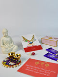 Sowpeace Exquisite Metal Abstract Rakhi Pack of 1 with Roli Chawal Thali, Chocolates, Buddha and Greeting card combo for Raksha Bandhan and Gifting - Rakhi - Sowpeace - Default Title - RAK - GLX - HND - P4 - Sowpeace