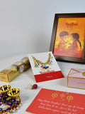 Sowpeace Exquisite Metal Abstract Rakhi Pack of 1 with Roli Chawal Thali, Chocolates, Photo Frame and Greeting card combo for Raksha Bandhan and Gifting - Rakhi - Sowpeace - Default Title - RAK - GLX - HND - P6 - Sowpeace