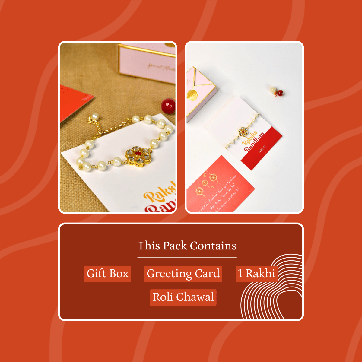 Sowpeace Exquisite Pearl Rakhi Pack of 1 with Roli Chawal and Greeting card combo for Raksha Bandhan and Gifting - Sowpeace - 