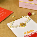Sowpeace Exquisite Pearl Rakhi Pack of 1 with Roli Chawal and Greeting card combo for Raksha Bandhan and Gifting - Sowpeace - 