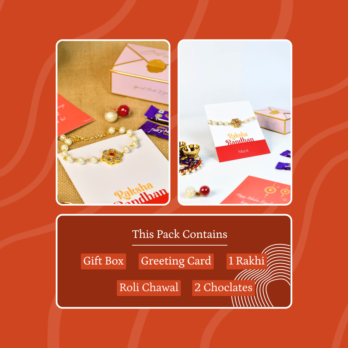 Sowpeace Exquisite Pearl Rakhi Pack of 1 with Roli Chawal and Greeting card combo for Raksha Bandhan and Gifting - Sowpeace - 