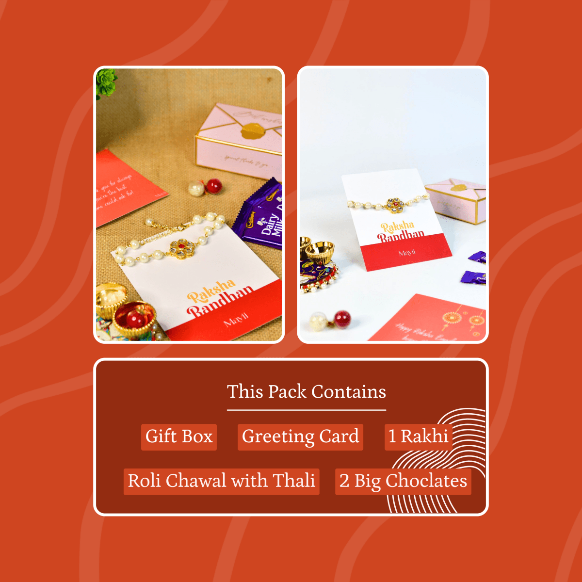 Sowpeace Exquisite Pearl Rakhi Pack of 1 with Roli Chawal and Greeting card combo for Raksha Bandhan and Gifting