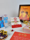 Sowpeace Exquisite Pink Circle Rakhi Pack of 1 with Roli Chawal Thali, Chocolates, Photo Frame, Poloroids and Greeting card combo for Raksha Bandhan and Gifting - Rakhi - Sowpeace - Default Title - RAK - PINK - HND - P7 - Sowpeace