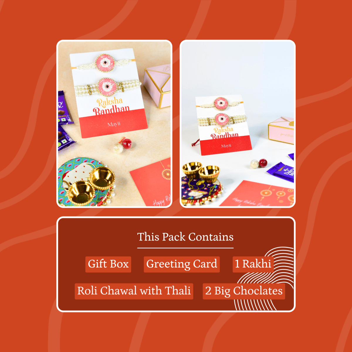 Sowpeace Exquisite Pink Circle Rakhi Pack of 2 with Roli Chawal and Greeting card combo for Raksha Bandhan and Gifting - Sowpeace - 