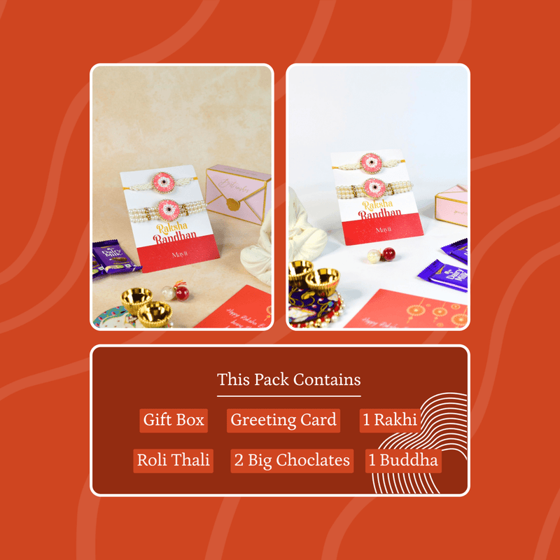 Sowpeace Exquisite Pink Circle Rakhi Pack of 2 with Roli Chawal and Greeting card combo for Raksha Bandhan and Gifting – view 10