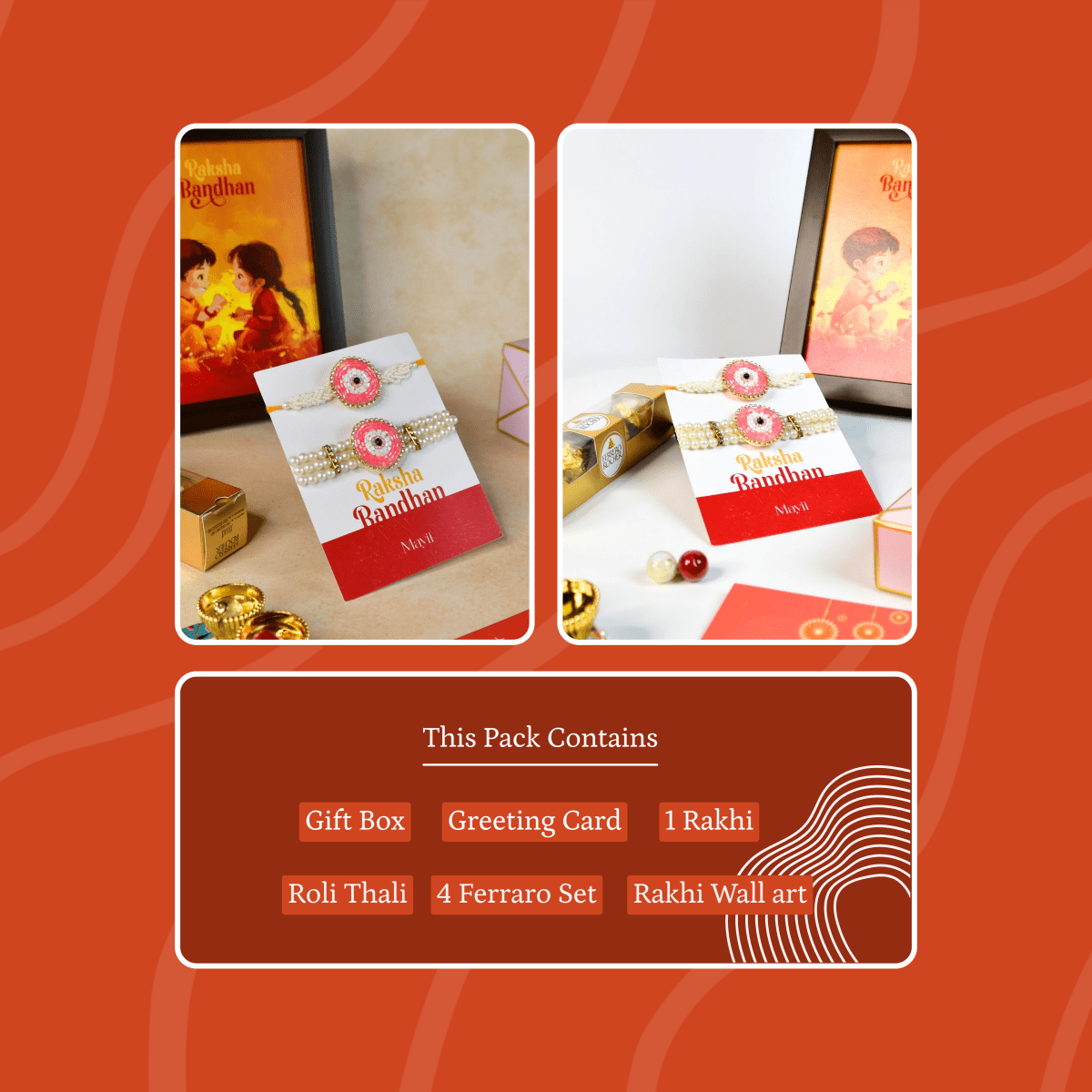 Sowpeace Exquisite Pink Circle Rakhi Pack of 2 with Roli Chawal and Greeting card combo for Raksha Bandhan and Gifting