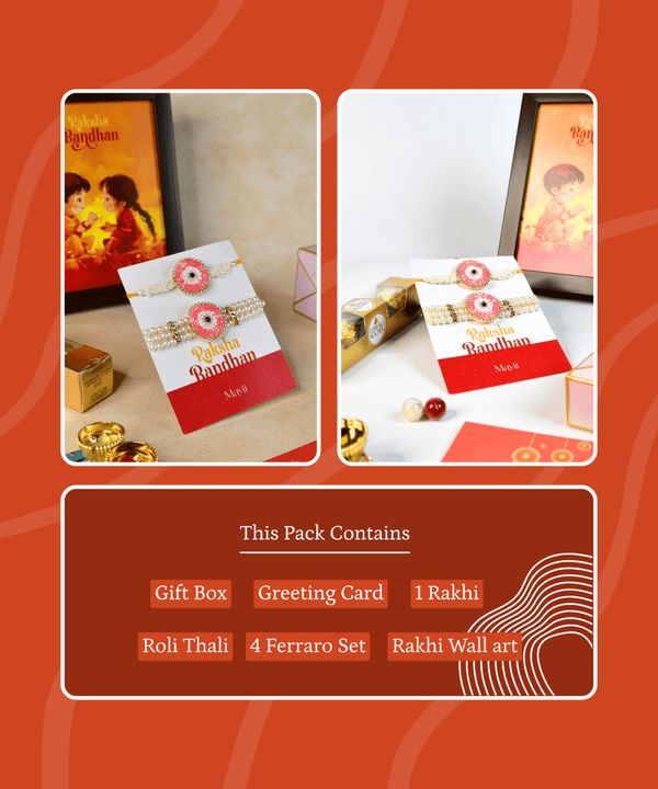 Sowpeace Exquisite Pink Circle Rakhi Pack of 2 with Roli Chawal and Greeting card combo for Raksha Bandhan and Gifting — image 12
