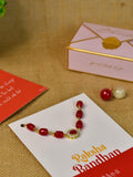 Sowpeace Exquisite Red Beads Rakhi Pack of 1 with Roli Chawal and Greeting card combo for Raksha Bandhan and Gifting - Rakhi - Sowpeace - Default Title - RAK - REDBD - HND - P1 - Sowpeace