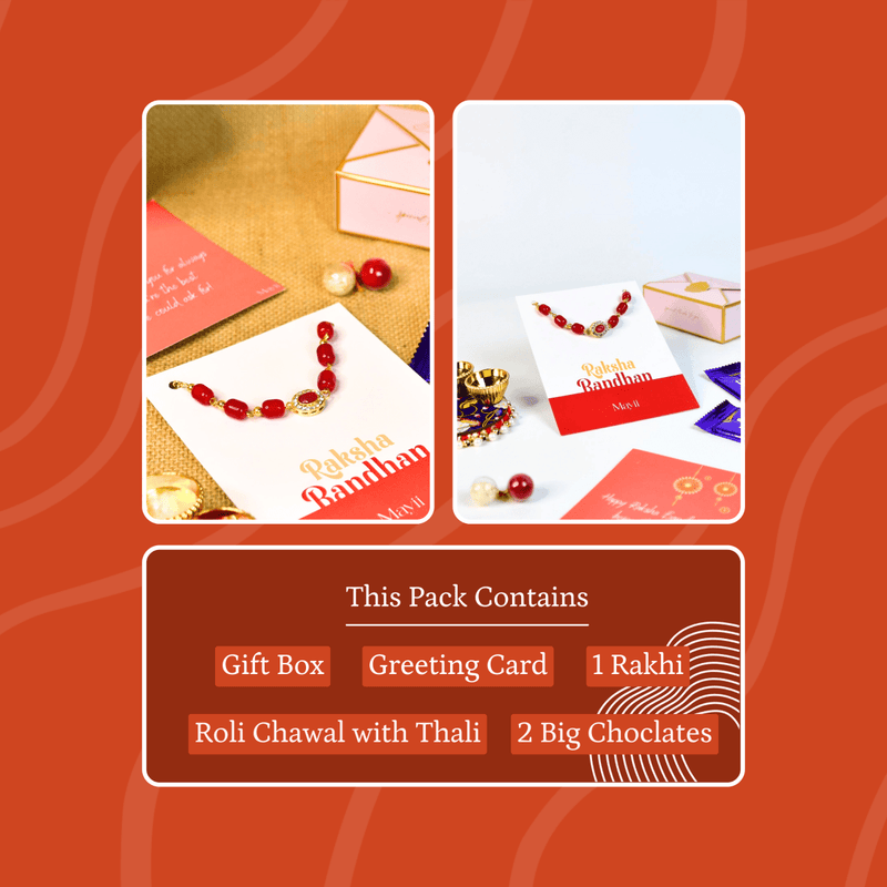 Sowpeace Exquisite Red Beads Rakhi Pack of 1 with Roli Chawal and Greeting card combo for Raksha Bandhan and Gifting – view 8