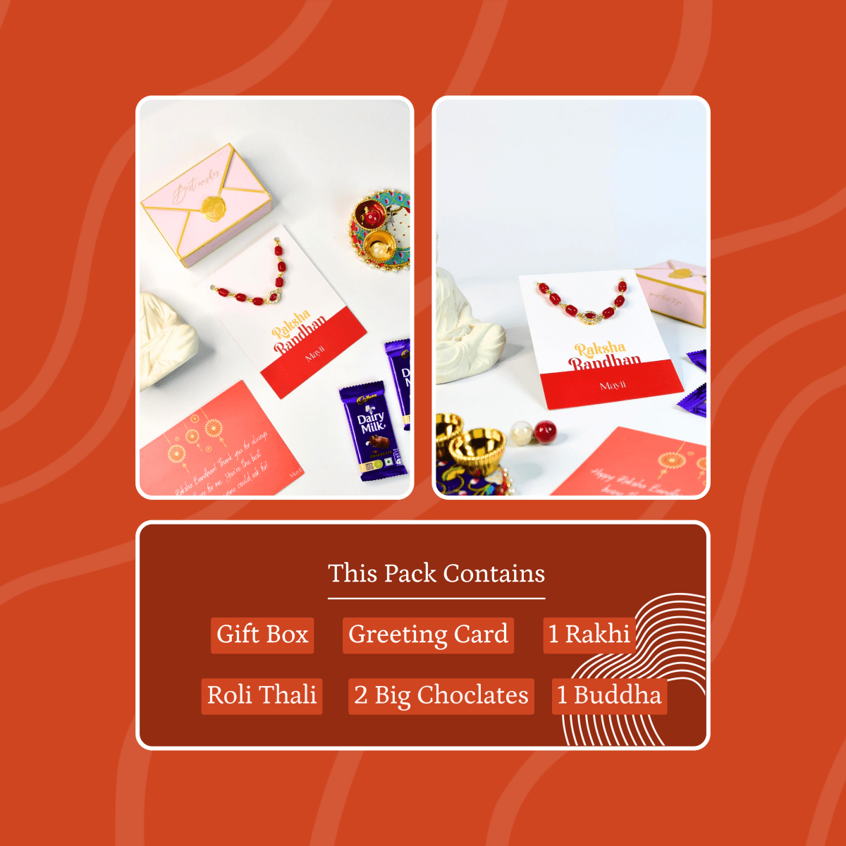 Sowpeace Exquisite Red Beads Rakhi Pack of 1 with Roli Chawal and Greeting card combo for Raksha Bandhan and Gifting