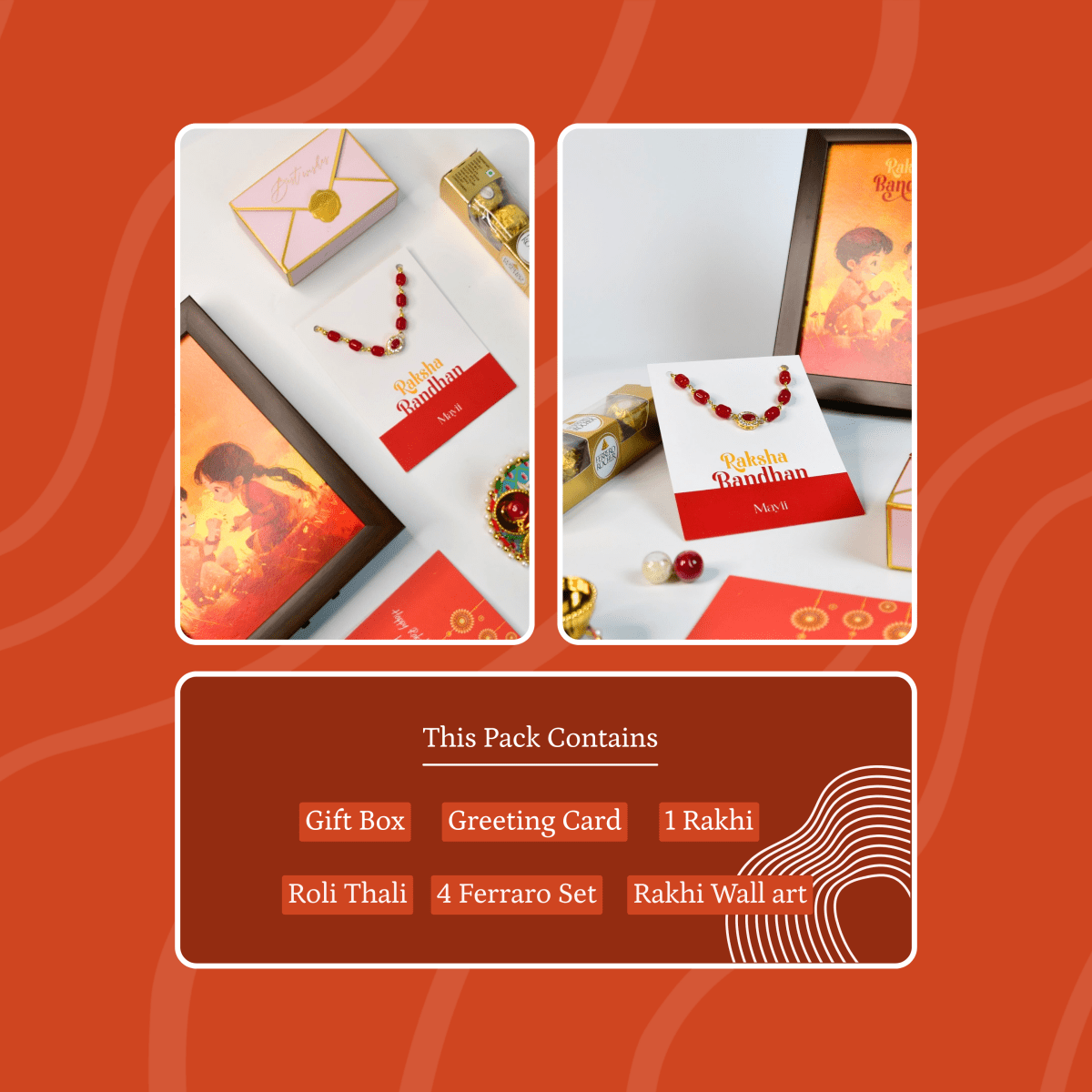 Sowpeace Exquisite Red Beads Rakhi Pack of 1 with Roli Chawal and Greeting card combo for Raksha Bandhan and Gifting