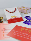 Sowpeace Exquisite Red Beads Rakhi Pack of 1 with Roli Chawal Thali, Chocolates, and Greeting card combo for Raksha Bandhan and Gifting - Rakhi - Sowpeace - Sowpeace Exquisite Red Beads Rakhi Pack of 1 with Roli Chawal Thali, Chocolates, and Greeting card combo for Raksha Bandhan and Gifting - RAK - REDBD - HND - P3 - Sowpeace