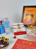 Sowpeace Exquisite Red Centre Flower Rakhi Pack of 1 with Roli Chawal Thali, Chocolates, Photo Frame, Poloroids and Greeting card combo for Raksha Bandhan and Gifting - Rakhi - Sowpeace - Default Title - RAK - CRFL - HND - P7 - Sowpeace