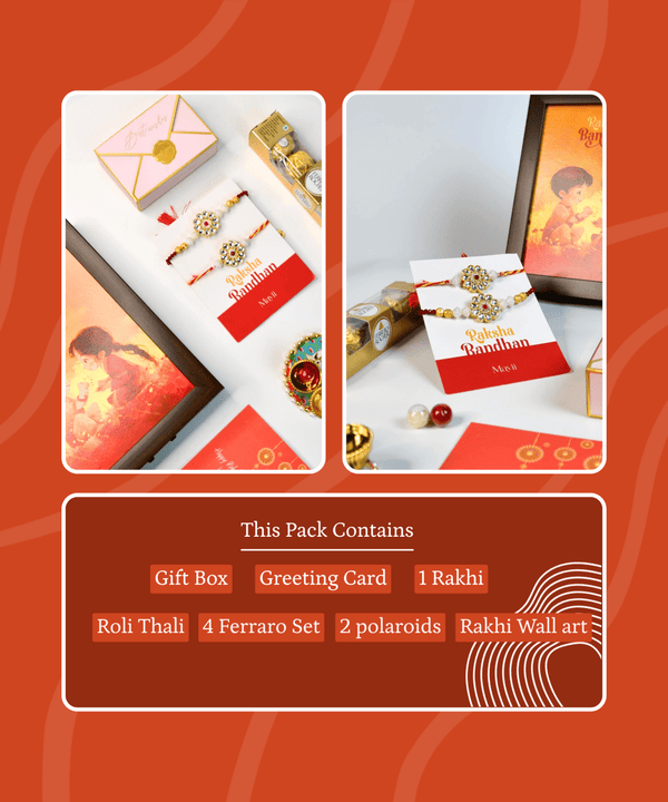 Sowpeace Exquisite Red Centre Flower Rakhi Pack of 2 with Roli Chawal and Greeting card combo for Raksha Bandhan and Gifting — image 7