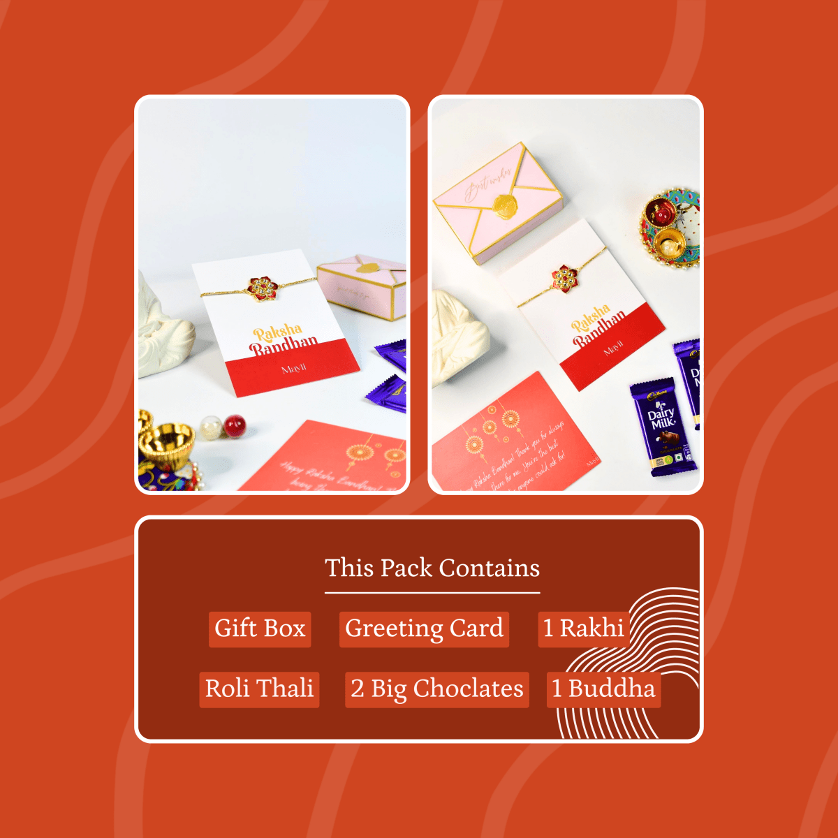 Sowpeace Exquisite Red Flower Rakhi Pack of 1 with Roli Chawal and Greeting card combo for Raksha Bandhan and Gifting - Sowpeace - 