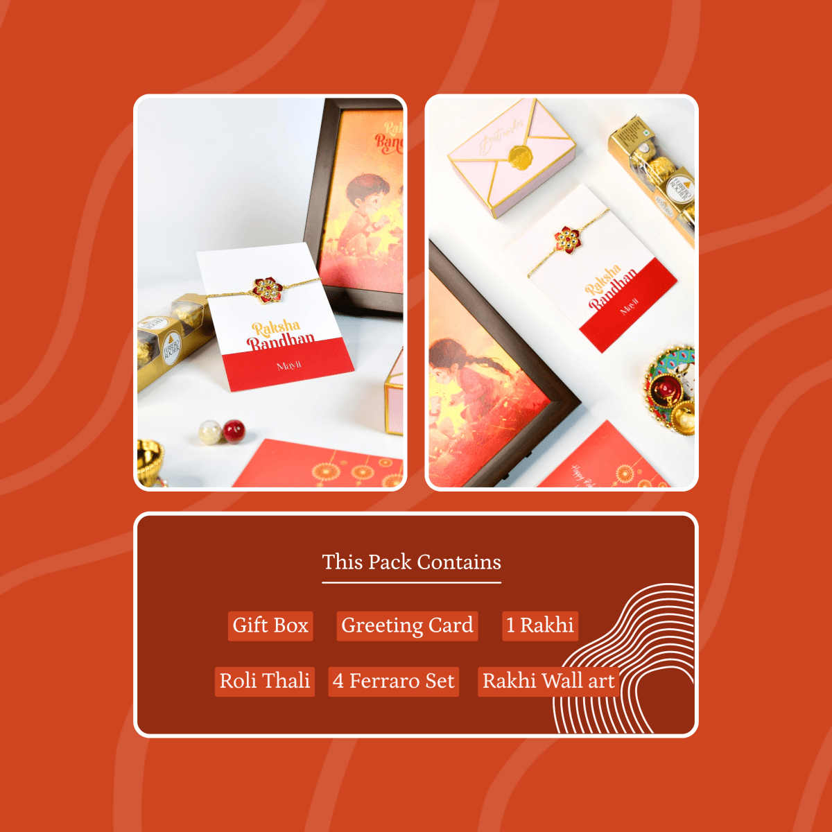 Sowpeace Exquisite Red Flower Rakhi Pack of 1 with Roli Chawal and Greeting card combo for Raksha Bandhan and Gifting - Sowpeace - 
